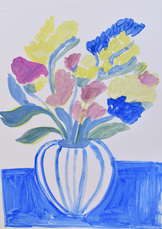 Potted Florals with strippes