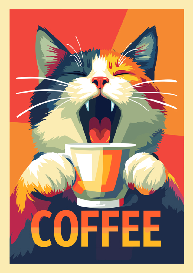 Kot Wide Awake potrzebuje kawy