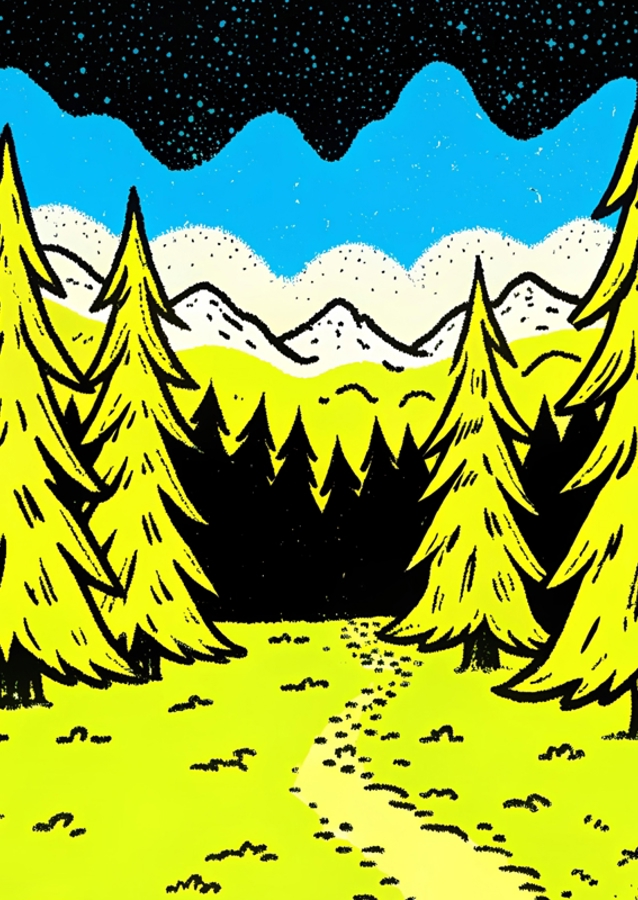 Green pine tree landscape 