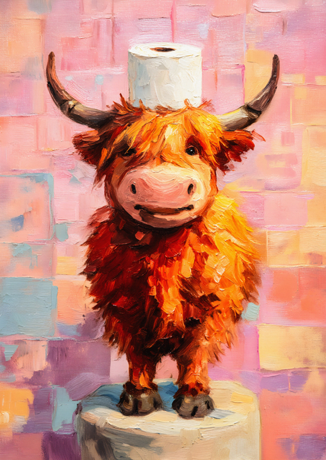 Highland cow roll holder