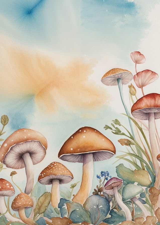 Akvarelové houby v přírodě