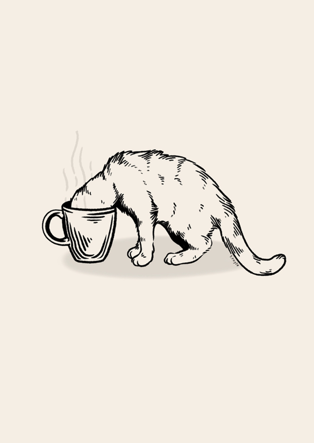 Coffee Cat in black