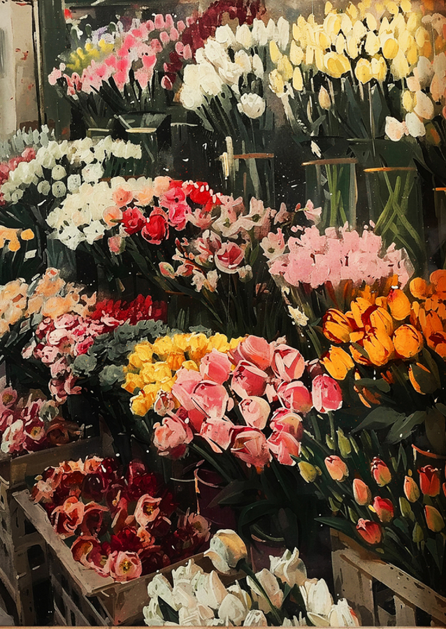 Blooming Beauty: Eine lebendige Blumenmarktszene