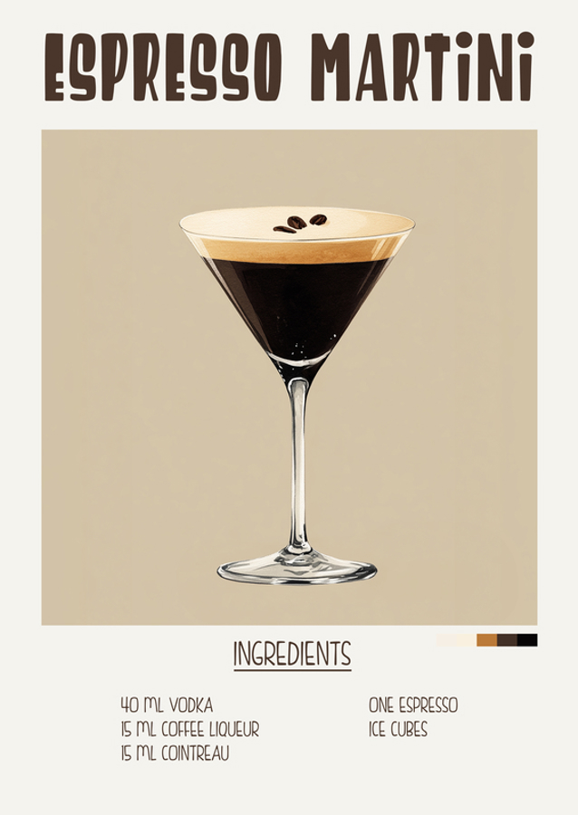 Cocktail recipe poster Espresso Martini