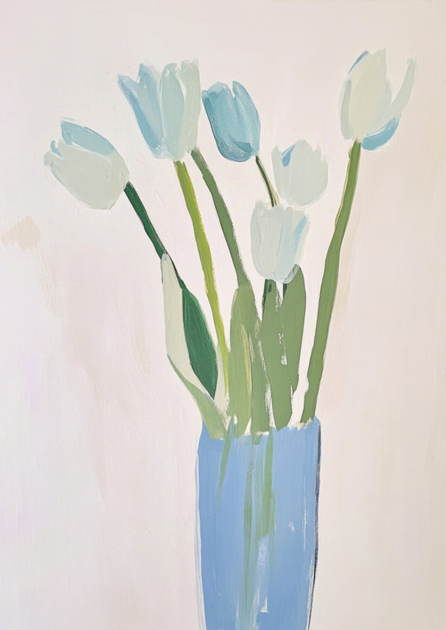 Serene Blooms: A Modern Floral Still Life
