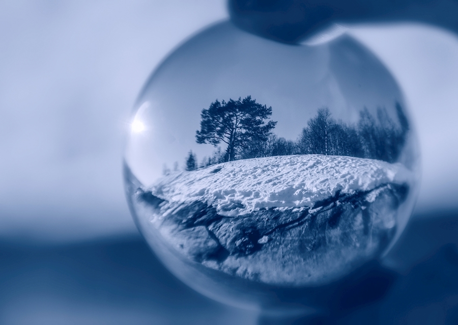 winter landscape in a bubble
