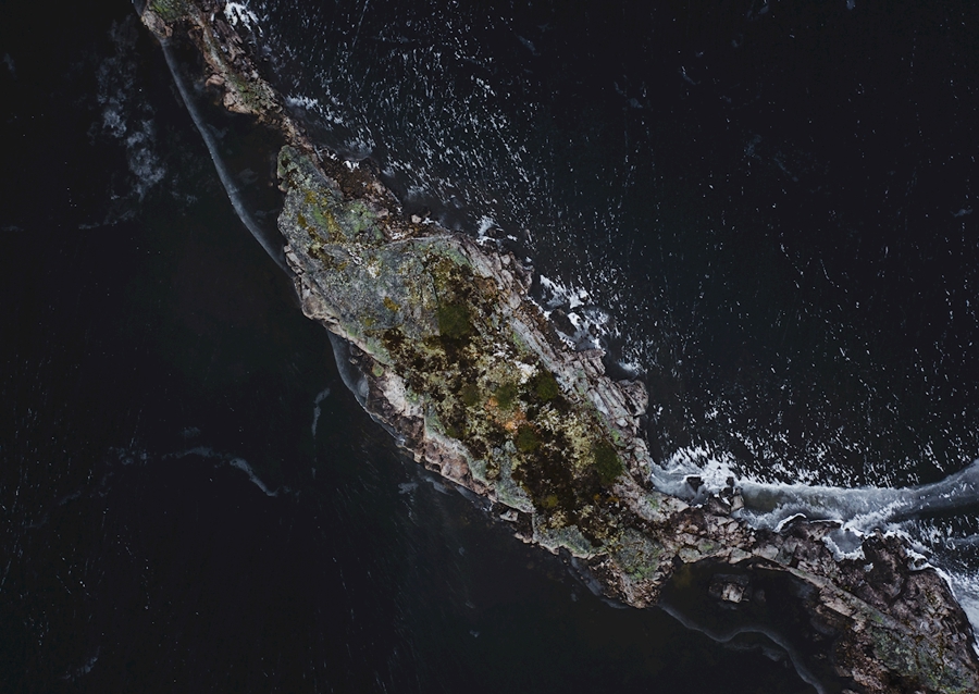 Frozen lake from above