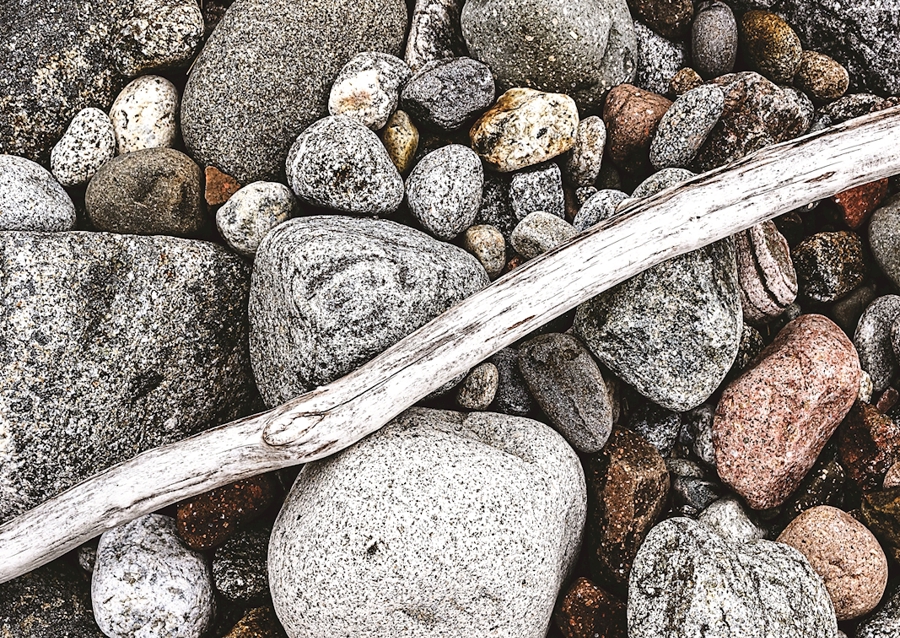 Gray stones on a beach
