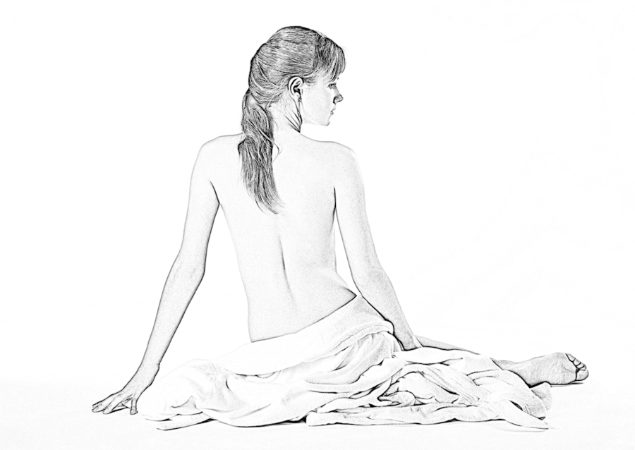 Nude drawing of a young woman