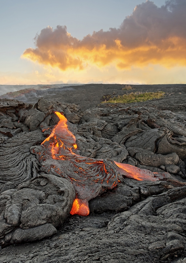 Red glowing lava flow