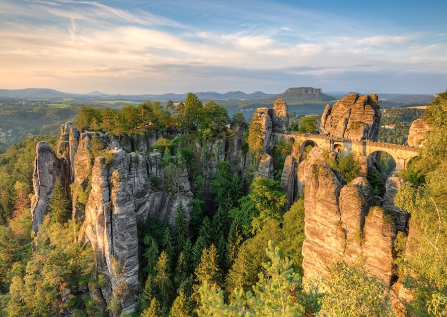 Basteibrug in de ochtend