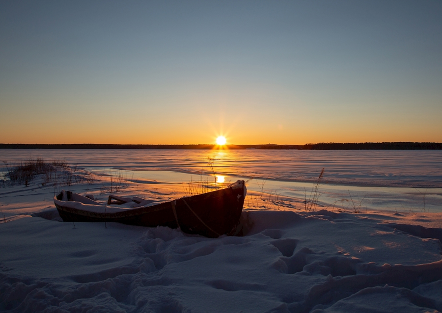 Západ slunce nad ledem