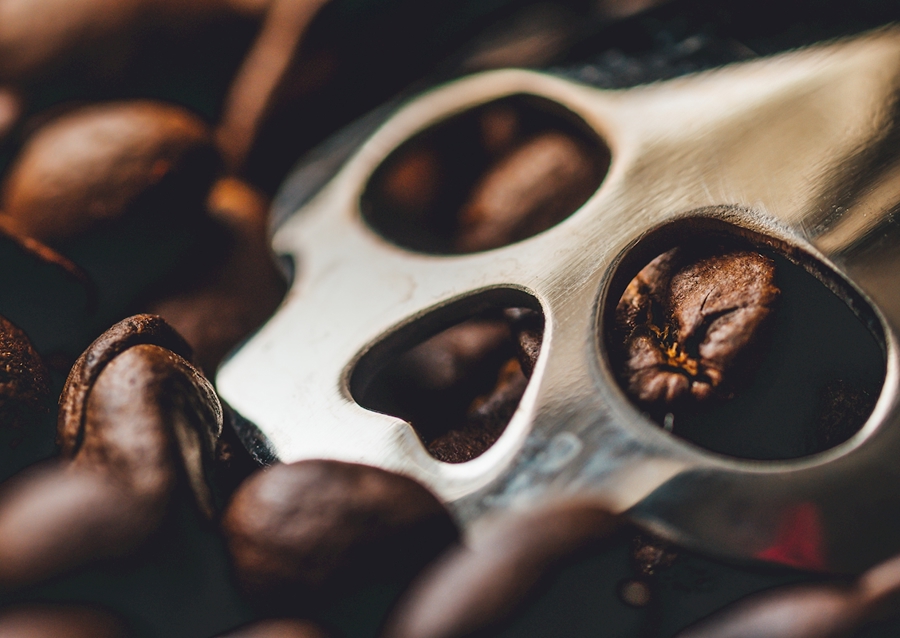 Kraniet blandt kaffebønner