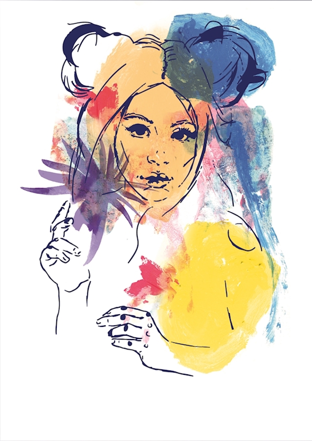 Portrait avec des fleurs