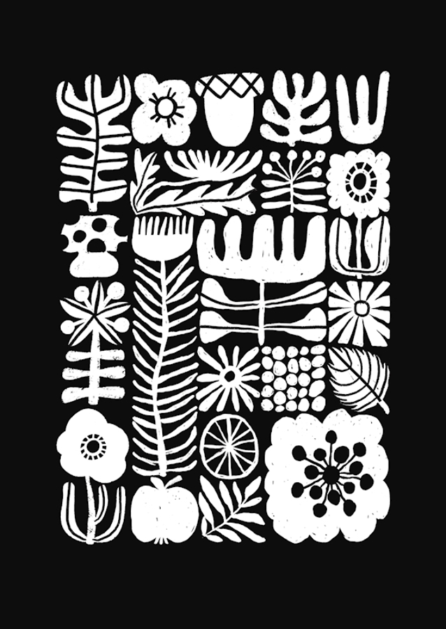 Floral Tetris - Black & White2