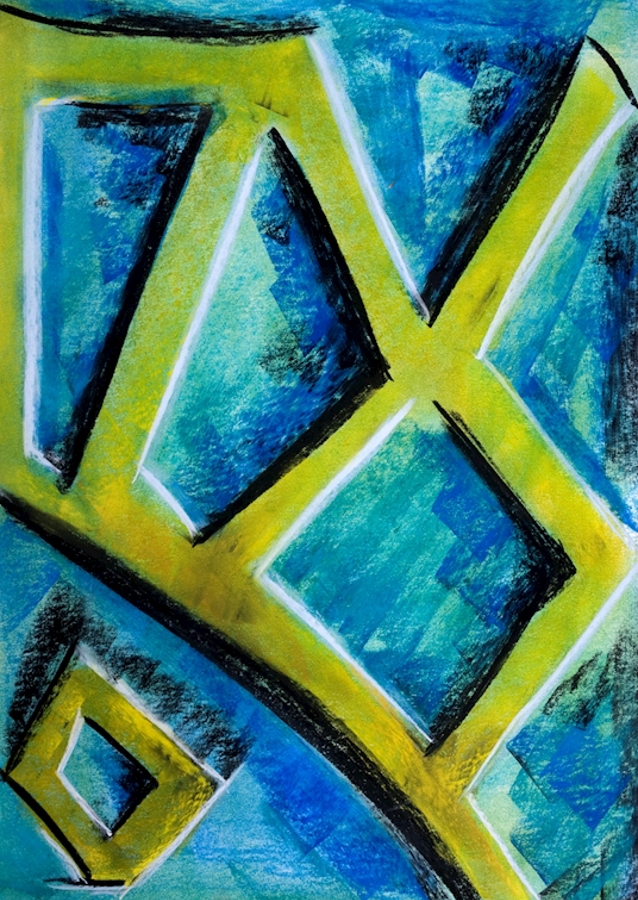 Abstrakte Formen in blau 