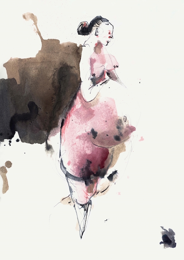 Nainen alaston - luonnos