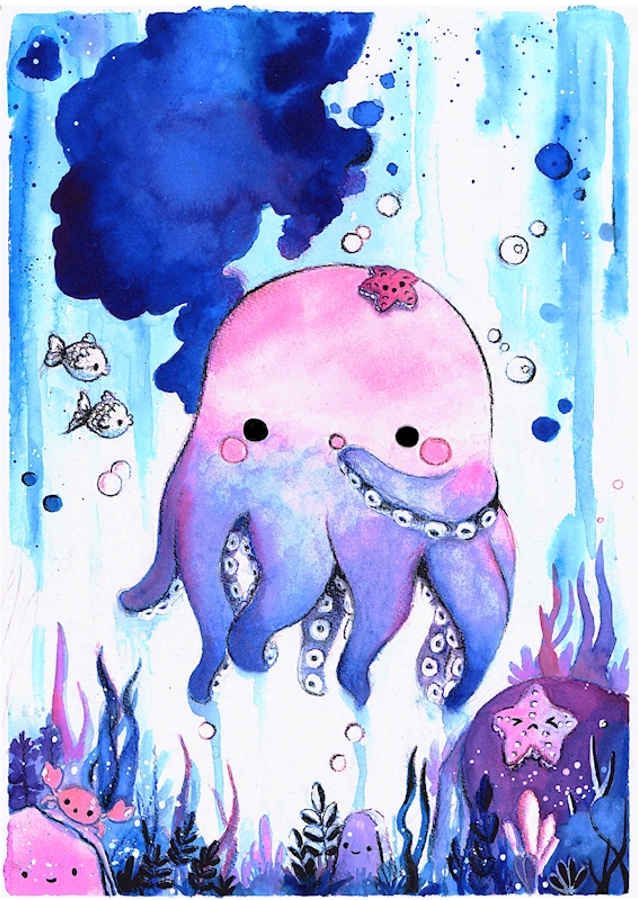 Słodkie kalmary okto-szczenięce