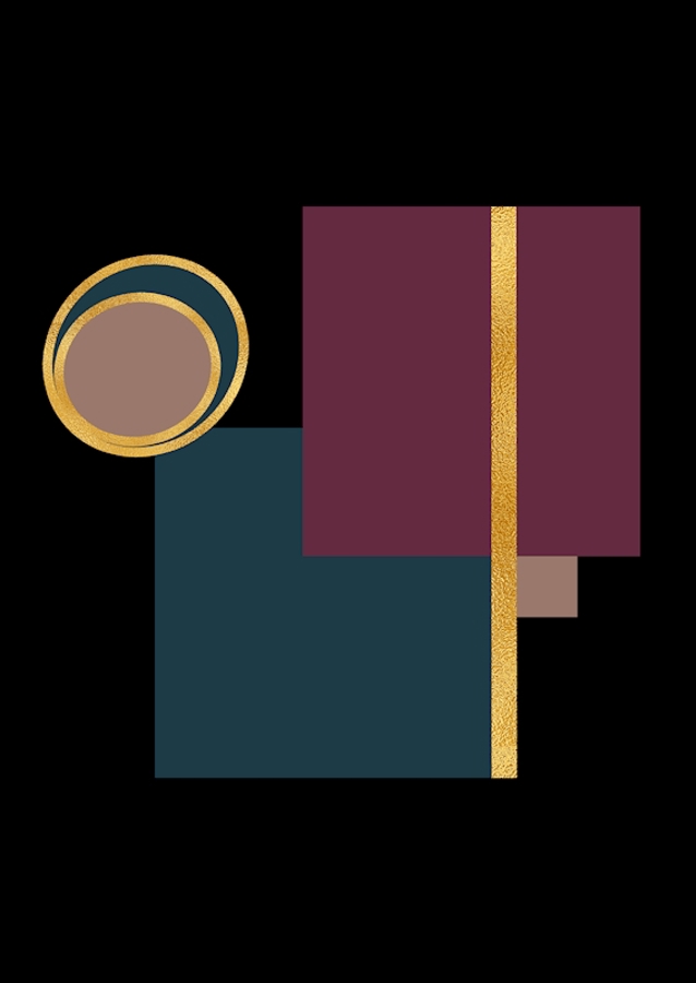 Póster geométrico moderno dorado