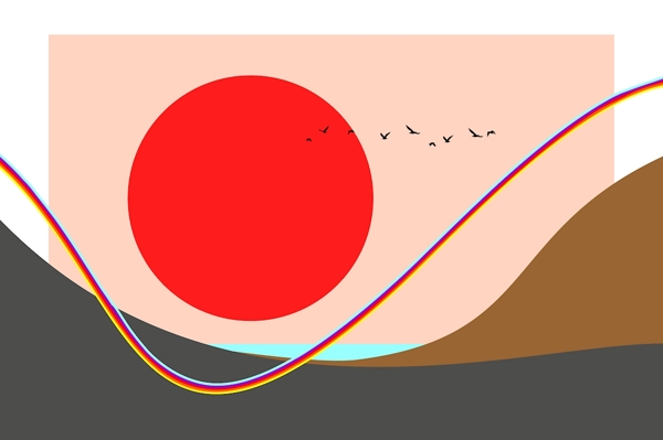 Poster: Rode zon bij de regenboog - eckhard berger