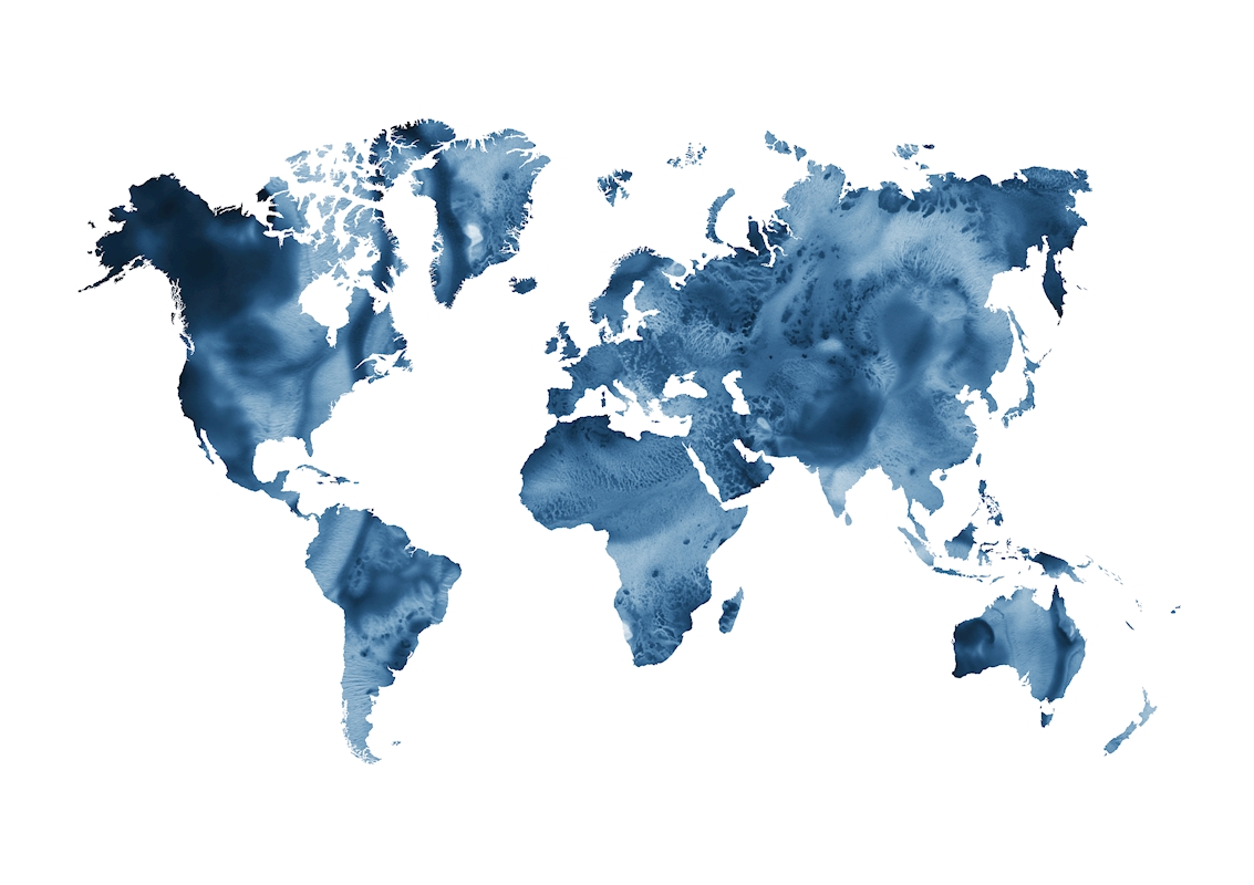 額装品/Old World Map Blue/ポスター Digital Blue Oceans Vintage Colorful World Map Printable